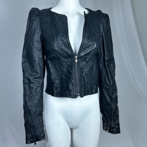 RACHEL Rachel Roy Jackets & Blazers - 🅽🅴🆆 Rachel Roy 100% leather jacket, 100% silk lined jacket, graffiti print XS